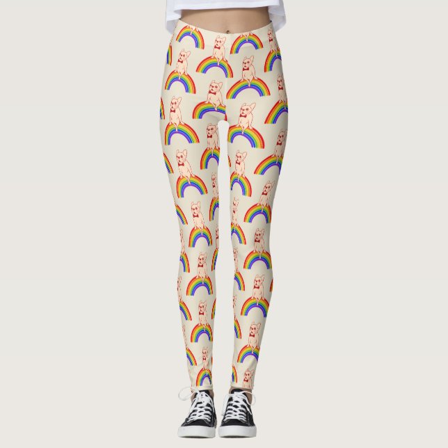 Legging Frenchie comemora o mês do orgulho no arco-íris de (Frente)
