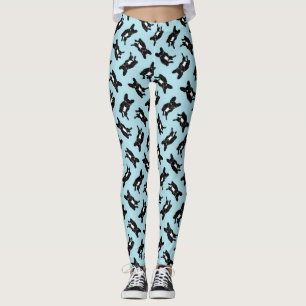 Legging Frenchie rajado bonito na arte digital preta &