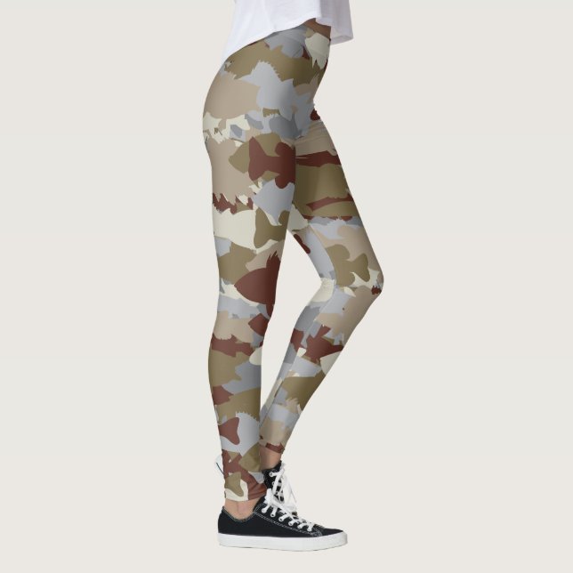 Legging Frenesi de Peixes Camuflagem Marrom (Direita)