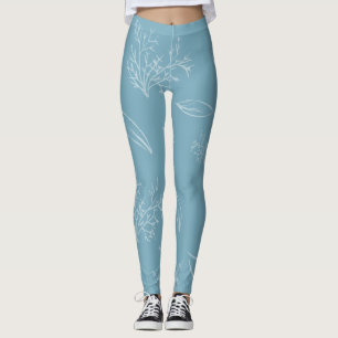 Legging Fresco de Lápis Natural Azul Claro Floral