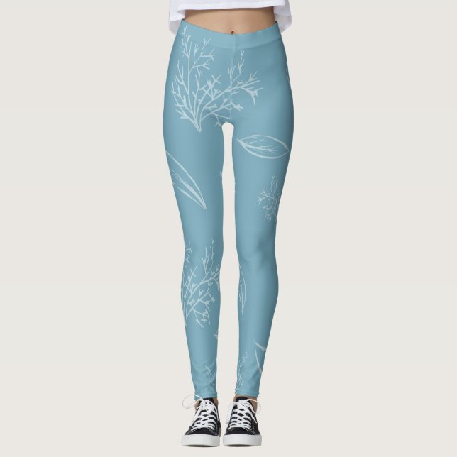 Legging Fresco de Lápis Natural Azul Claro Floral (Frente)