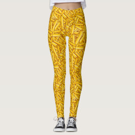 Legging Fries Engraçado Padrões de desenho animado