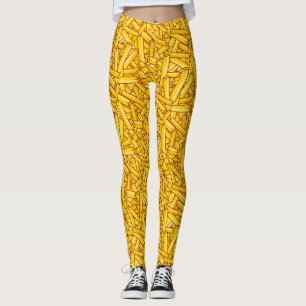 Legging Fries Engraçado Padrões de desenho animado