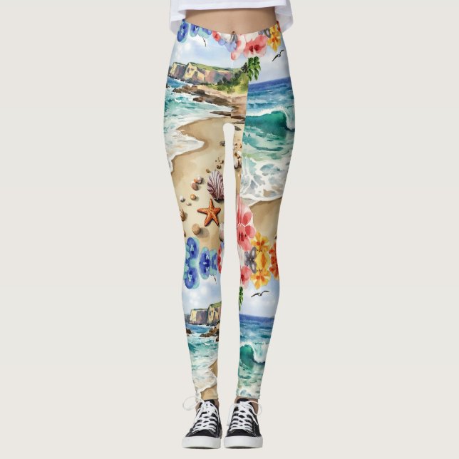 Legging Frio De Areia Em Todo O Padrão De Areia (Frente)