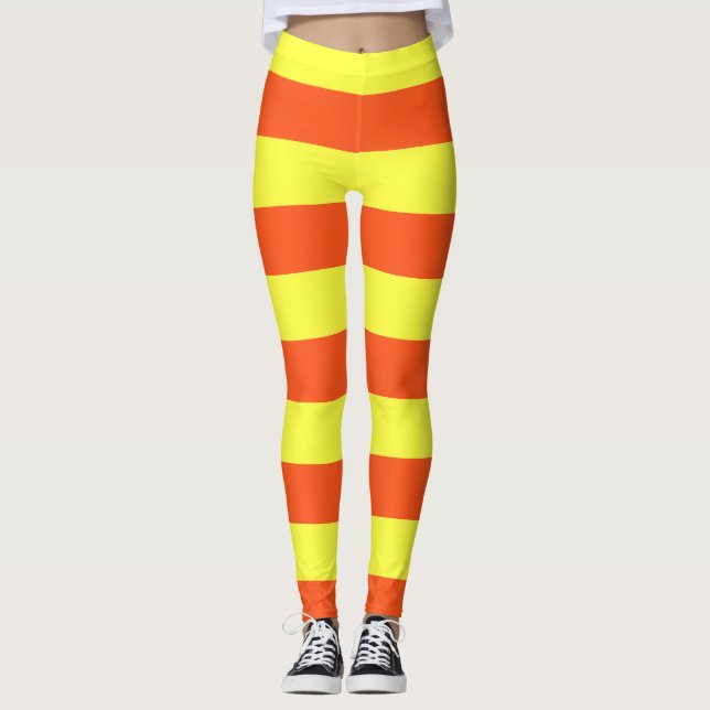 Legging Frisas amarelas e laranja de Halloween de milho do (Frente)
