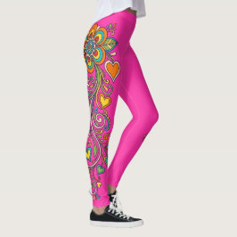 Legging Fronteira de Gavinhas do Poder das Flores Retrô 18