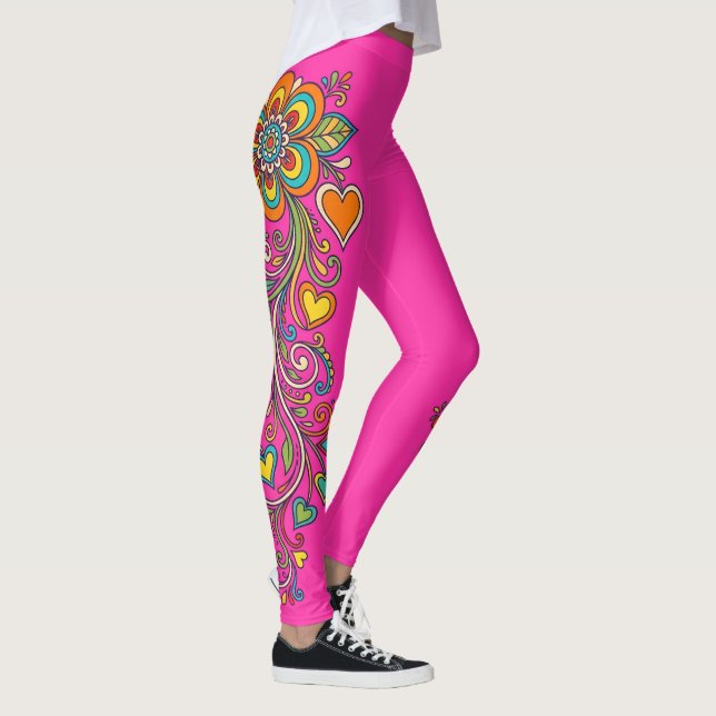 Legging Fronteira de Gavinhas do Poder das Flores Retrô 18 (Direita)
