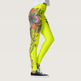 Legging Fronteira de Gavinhas do Poder Floral Retro 6