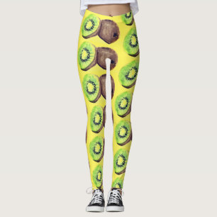 Legging Fruta aquática de Kiwi Comida amarela Padrão tropi