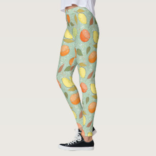 Legging Fruta com limões, laranjas