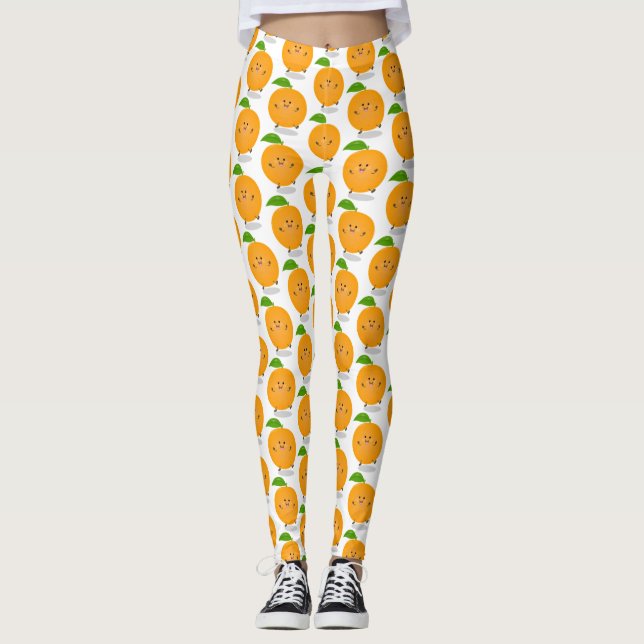 Legging Fruta de citrinos de laranja-dança (Frente)