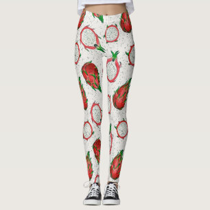 Legging Fruta do dragão vermelho em branco