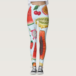 Legging Fruta Exótica: Trendy Impressão Invisível.