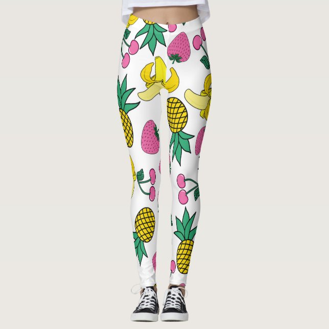 Legging Fruta Fiesta: Bananas, Ananases, Morangos (Frente)