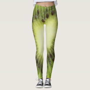 Legging Fruta fresca de kiwi. Fechamento de fatias redonda