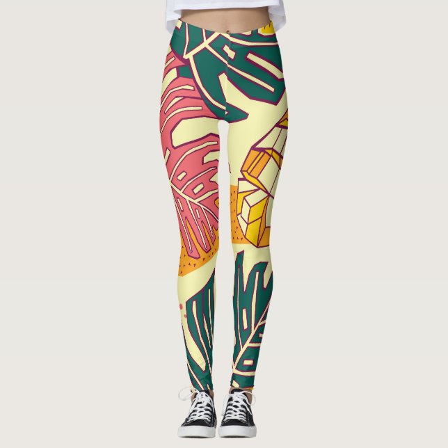 Legging Fruta tropical: Design de padrão vibrante (Frente)