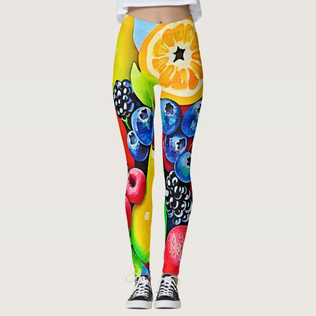 Legging Fruta vibrante e vida estática (Frente)