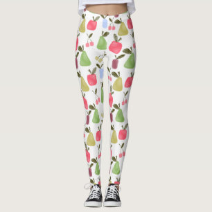 Legging Frutas de desenho cartoon sem costura maçãs peras