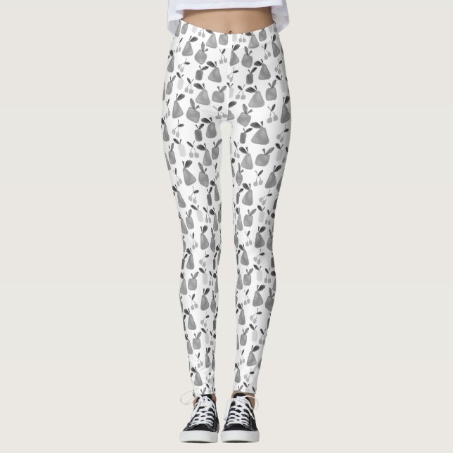 Legging Frutas de desenho cartoon sem costura maçãs peras (Frente)