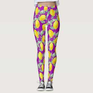 Legging Frutas DE LEMÃO NO FUNDO DE PURPLE