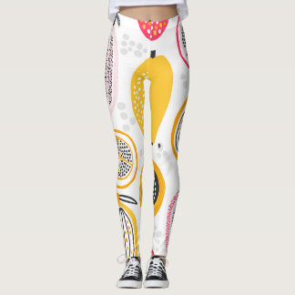 Legging Frutas Exóticas Desenhadas à Mão: Verão de Vintage