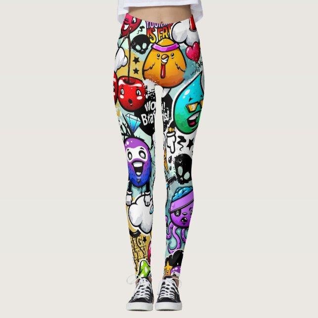 Legging Frutas loucas e Grafites vegetais (Frente)