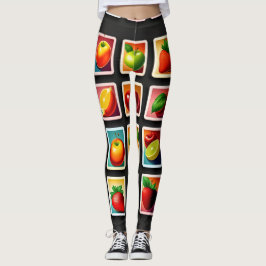 Legging Frutas na caixa vermelha padrão verde