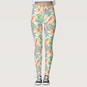 Legging Frutas, pêssegos, peras, limões, aquarelas