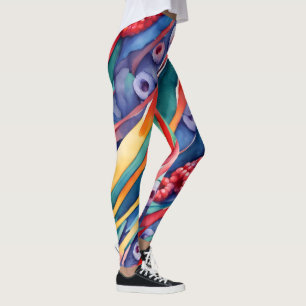 Legging Frutas silvestres e Listras Coloridas Frescas