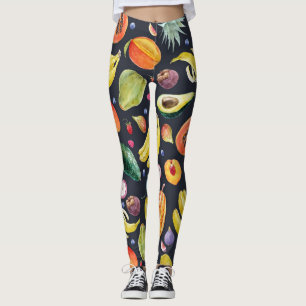 Legging Frutas Tropicais: Padrão De Multifrutíferos Por Co
