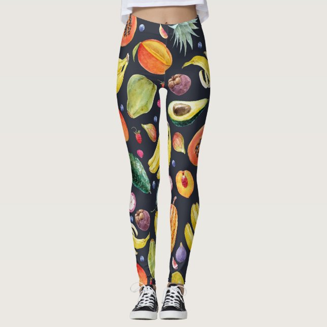 Legging Frutas Tropicais: Padrão De Multifrutíferos Por Co (Frente)