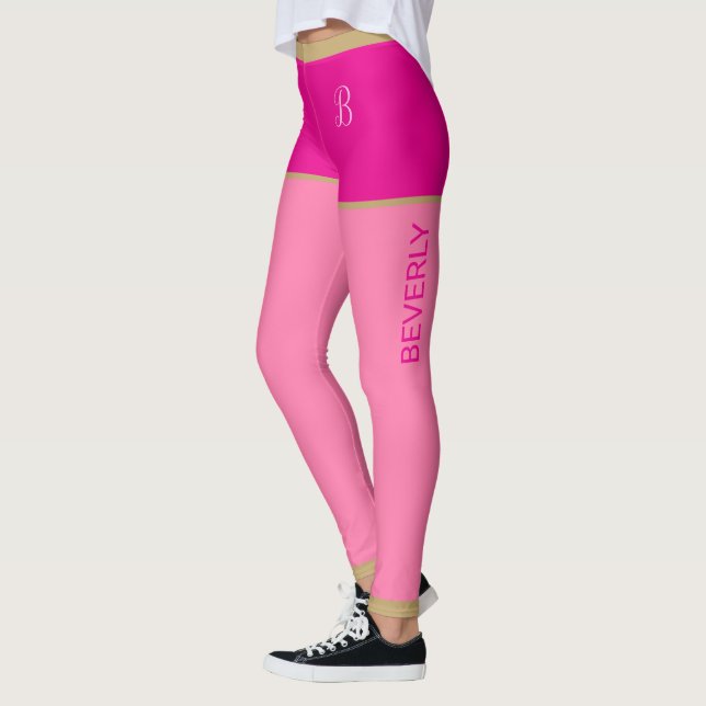 Legging Fuchsia Monogrammed Shore Rosa Noite Dourada (Esquerda)
