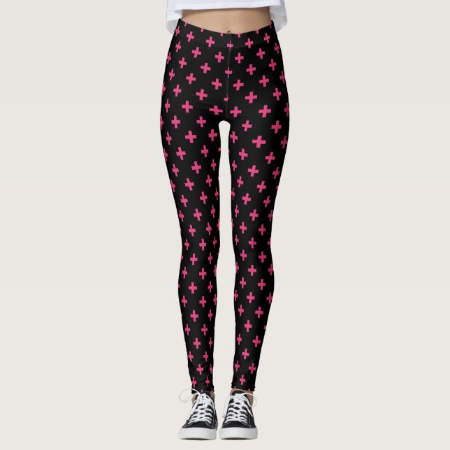 Legging Fuchsia polka cruza a preto (Frente)