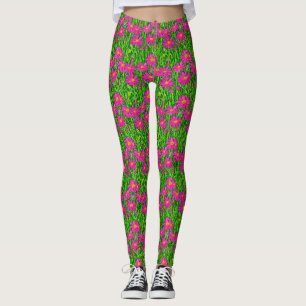Legging Fuchsia Rosa Flores Selvagens em Campo