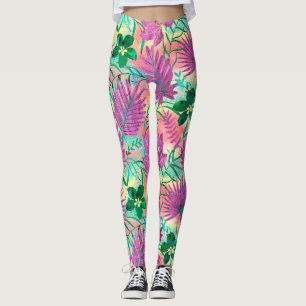 Legging Fúcsia tropical havaiano do jardim de Nalani