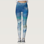 Legging Fuga de Renoir. Mar de impressionismo náutico azul<br><div class="desc">Leggings "Seascape" de Pierre-Auguste Renoir. Arte do impressionismo náutico azul.</div>