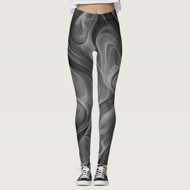 Legging Fumaça colorida em preto e branco (Frente)