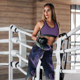 Legging Fumaça Dourada púrpura de Abstrato   Leguminosas