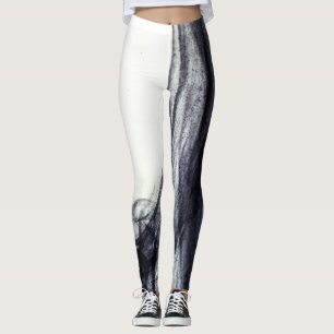 Legging Fumos de Abstrato branco e preto