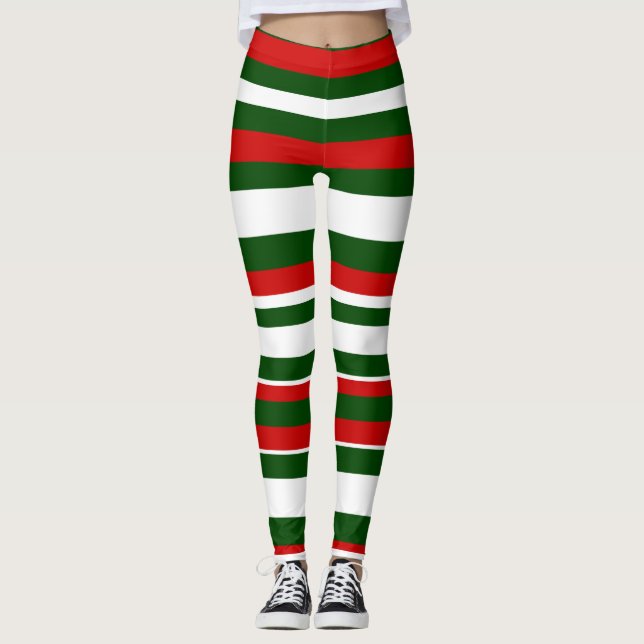 Legging Fun Christmas Deck the Halls Crew Red Green Stripe (Frente)
