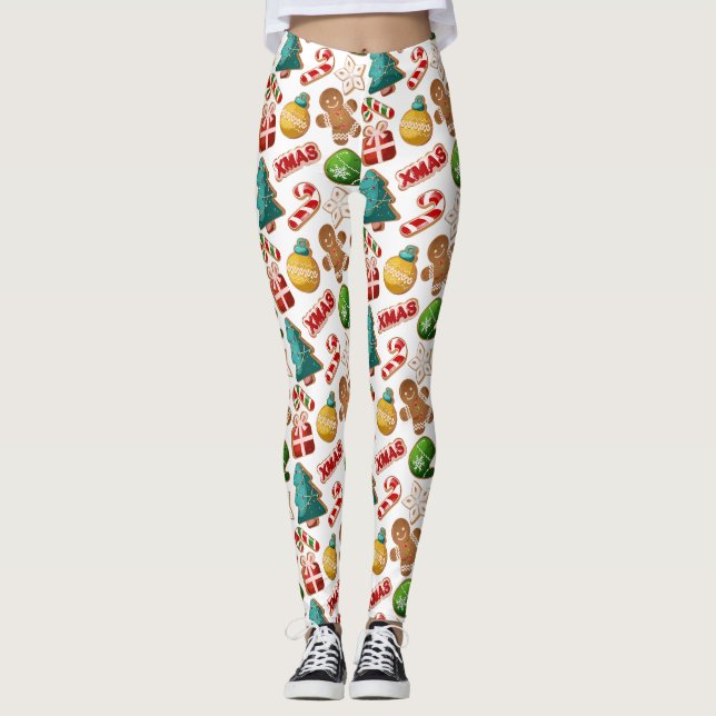 Legging Fun Gingerbread Cookies Christmas Pattern (Frente)