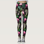 Legging Fundo Botânico Tropical Preto, Flamingo, Rosa<br><div class="desc">Saia em estilo com essas leggings divertidas com um padrão flamingo cor-de-rosa destacado por botânicos tropicais e um fundo preto.  Perfeito para os exercícios,  e noite na cidade e visto diário.</div>