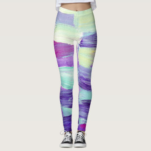Legging Fundo de Abstrato de Arte Pintada à Mão