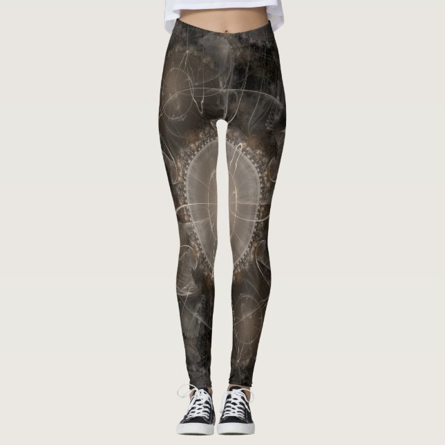 Legging Fundo de Abstrato Fractal Castanho (Frente)