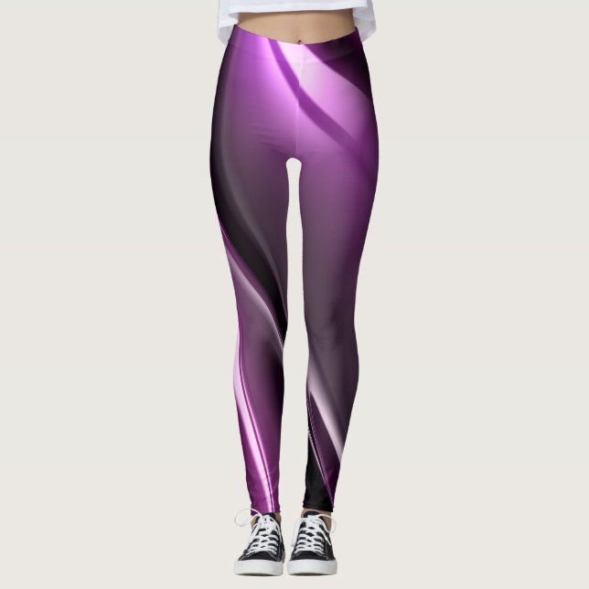 Legging Fundo de Abstrato Fractal Roxo (Frente)