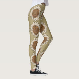 Legging Fundo de Azulejo de Girassol Abstrato