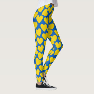Legging Fundo de corações azuis amarelos