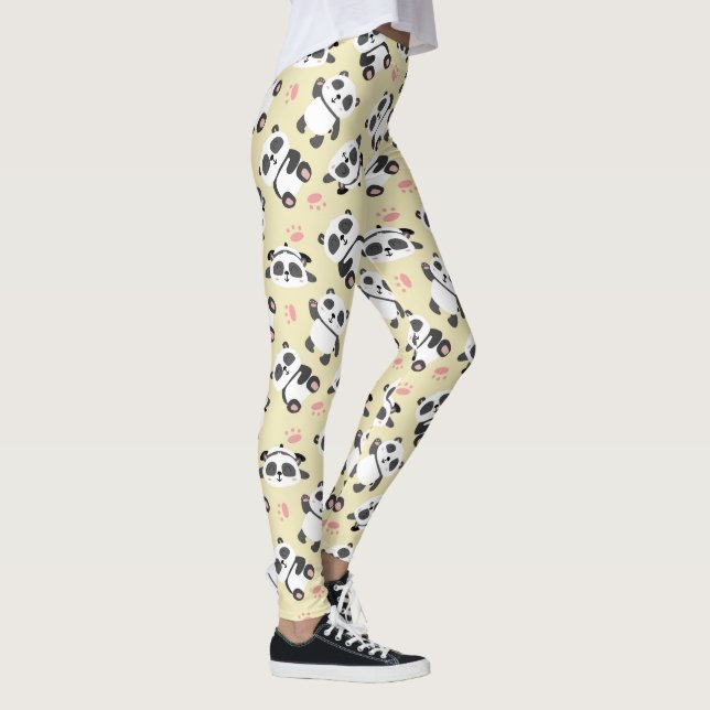 Legging Fundo de creme de pata de urso panda fofo (Direita)