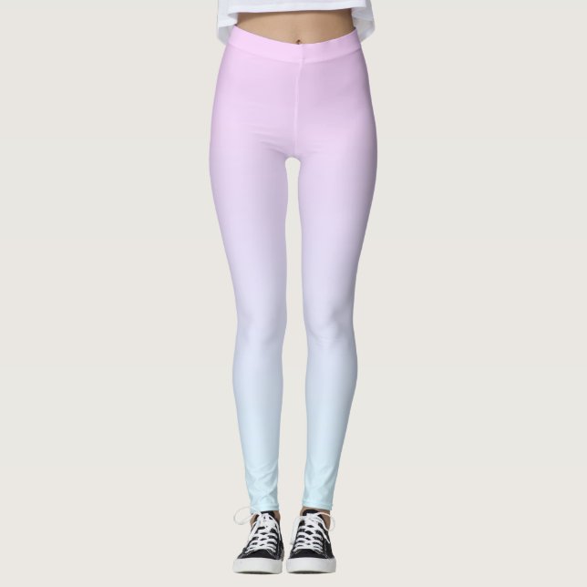 Legging Fundo de gradiente pastoso rosa e azul (Frente)
