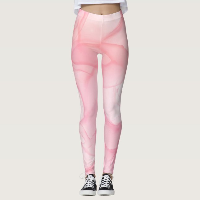 Legging Fundo de mármore rosa, fundo de arte fluida (Frente)